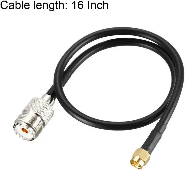 Alt view image 4 of 4 - RF Coax Cable RP-SMA Male to UHF SO-239 Female Coaxial Cable 16 Inch