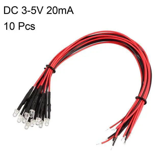 Alt view image 2 of 4 - Prewired LED Light , DC 3-5V 20mA - 3mm Warm White Pre-Wired Bulb Lamp ( 10PCS )
