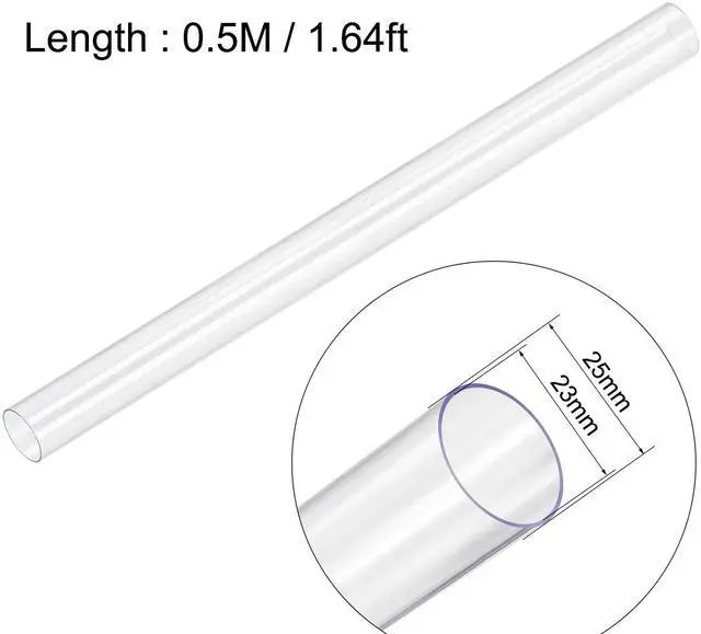 Alt view image 2 of 3 - PVC Rigid Round Tubing,Clear,23mm ID x 25mm OD,0.5M/1.64Ft Length,3pcs