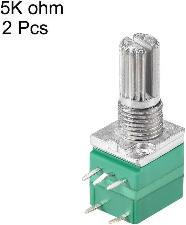 Alt view image 2 of 3 - Potentiometer With Switch B5K Ohm Variable Resistors Single Turn Rotary Carbon Film Taper RV097NS 2pcs