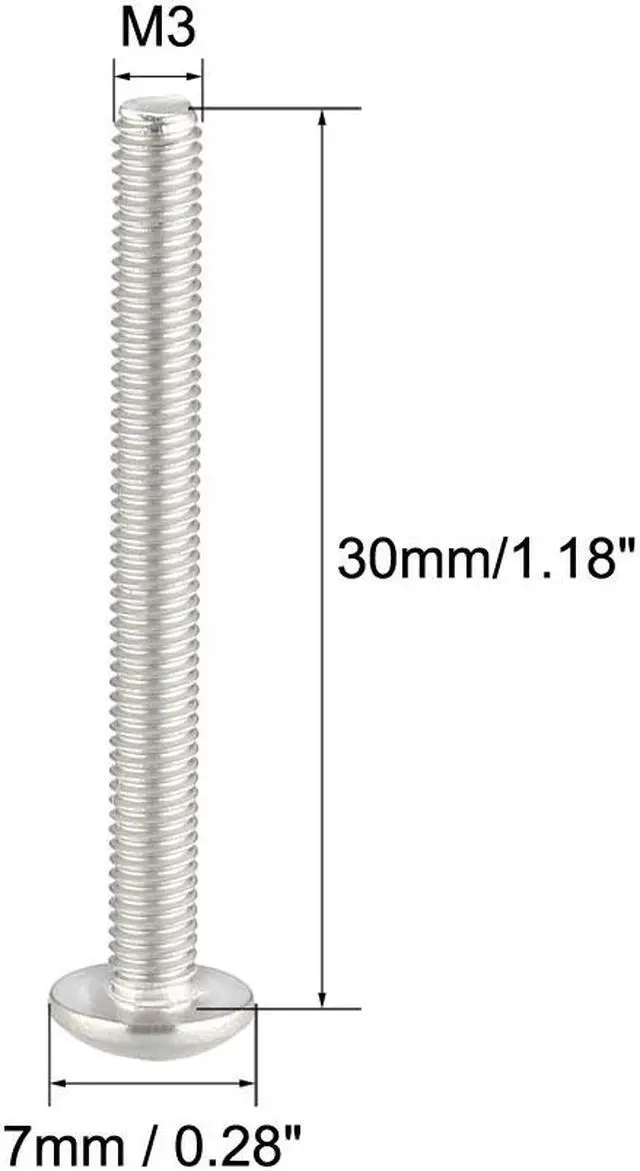 Alt view image 3 of 3 - Machine Screws, M3x30mm Phillips Truss Head Screw, 304 Stainless Steel, Fasteners Bolts 20Pcs