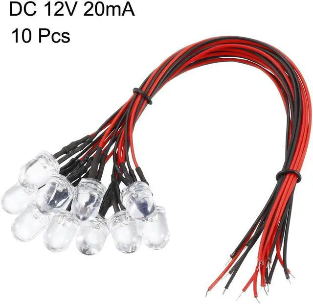 Alt view image 2 of 5 - Prewired LED Light , DC 12V 20mA - 10mm Warm White Emitting Diodes for Parties ( 10PCS )