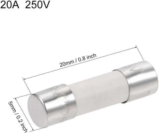 Alt view image 2 of 2 - Automotive Cartridge Fuses 20A 250V 5x20mm Slow Blow Replacement for Car Stereo Audio Alarm Amplifier Ceramic 6pcs