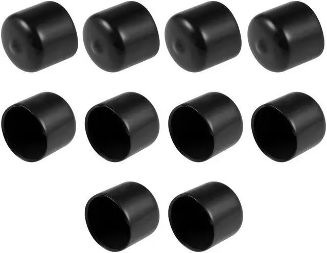 Main image of Screw Thread Protectors, 25mm ID Round End Cap Cover Black Flexible Tube Caps Tubing Tip 10pcs