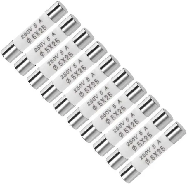 Main image of Automotive Cartridge Fuses 5A 250V 5x25mm Fast Blow Replacement for Car Stereo Audio Alarm Amplifier Ceramic 10pcs