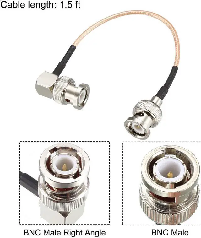 Alt view image 2 of 4 - BNC Male to BNC Male Right Angle Coax Cable RG316 RF Coaxial Cable 1.5 Feet