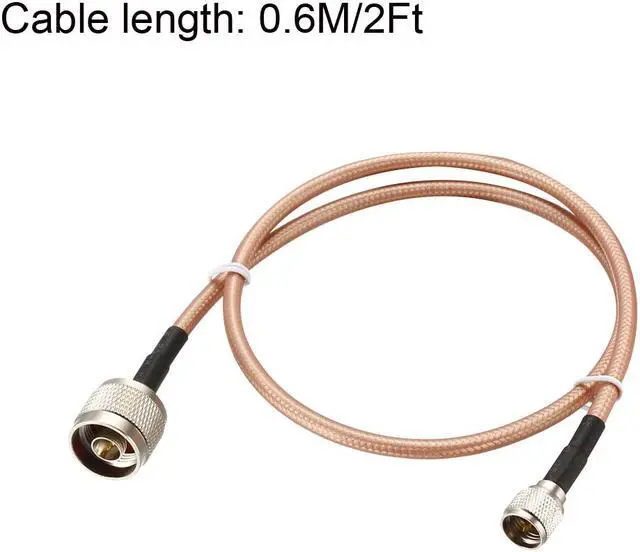 Alt view image 4 of 4 - Mini UHF Male to N Male Right Angle RG400 RF Coaxial Cable 0.6M/2Ft Long