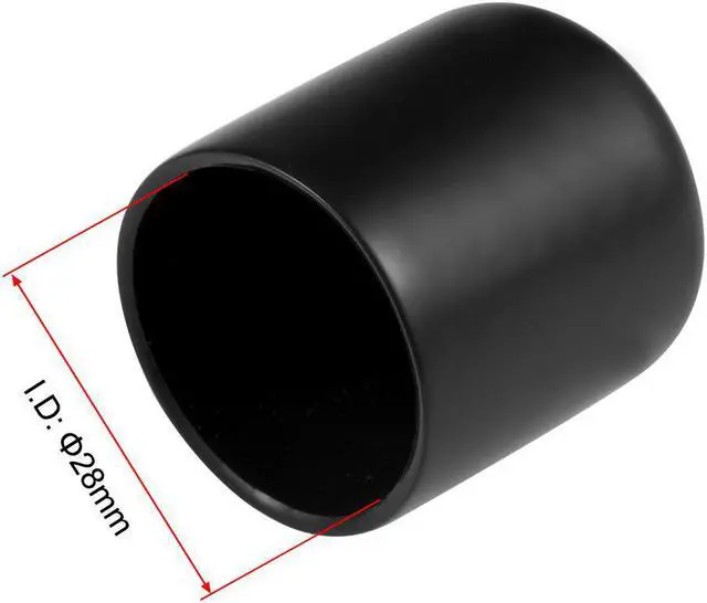 Alt view image 3 of 3 - Screw Thread Protector, 28mm ID Round End Cap Cover Flexible Black Tube Caps 10pcs
