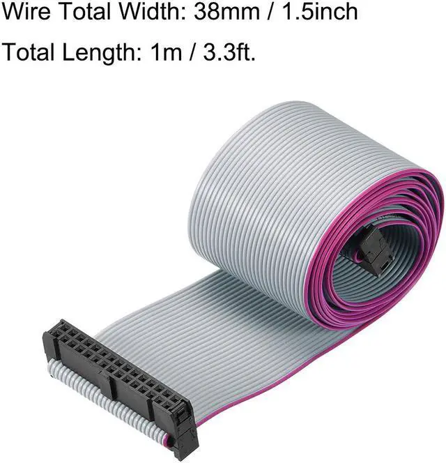 Alt view image 4 of 5 - IDC Wire Flat Ribbon Cable FC/FC Connector A-type 30 Pins 2.54mm Pitch 1m Length Gray