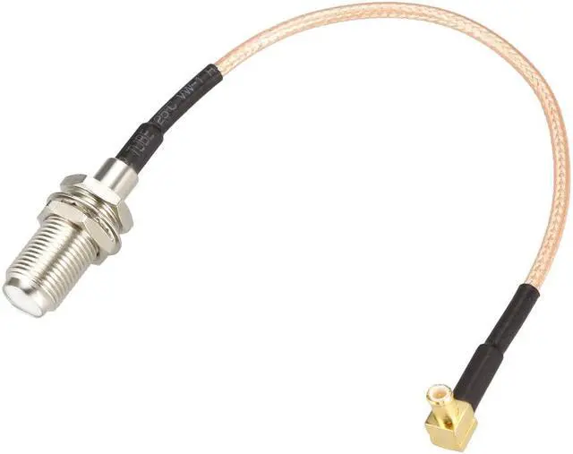 Main image of RG316 Coax Cable MCX Male Right Angle to F Female RF Coaxial Cable 0.5-feet
