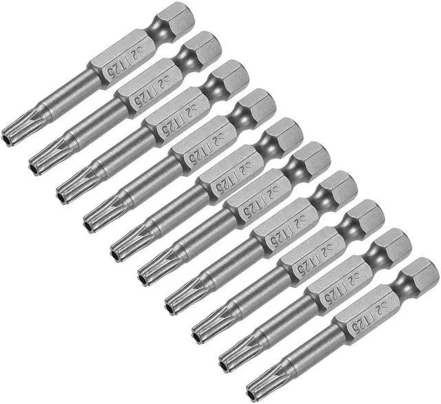 Main image of 50mm Long 1/4" Hex Shank TS25 Torx Security Star Screwdriver Bits S2 High Alloy Steel 10pcs