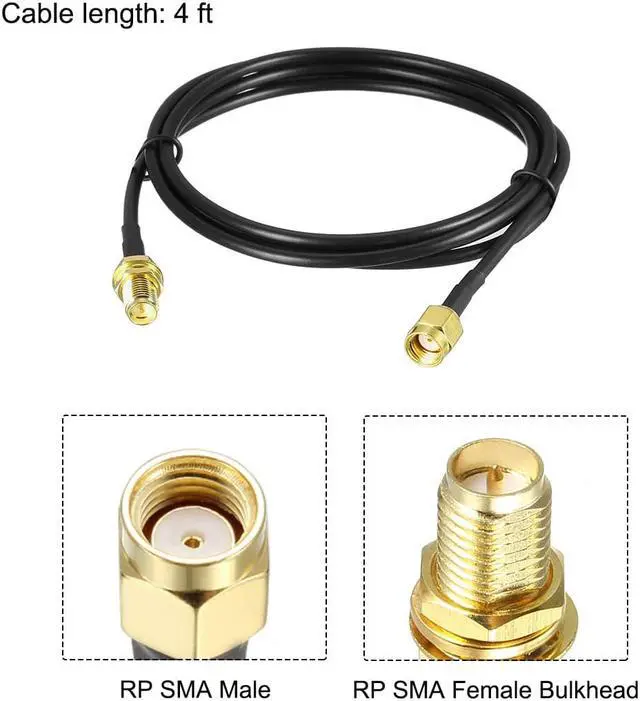 Alt view image 2 of 4 - Antenna Extension Cable RP-SMA Male to RP-SMA Female Low Loss RG174 4 ft 2pcs