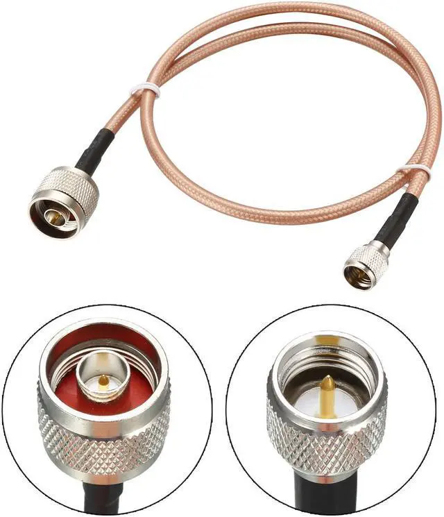 Alt view image 2 of 4 - Mini UHF Male to N Male Right Angle RG400 RF Coaxial Cable 0.6M/2Ft Long