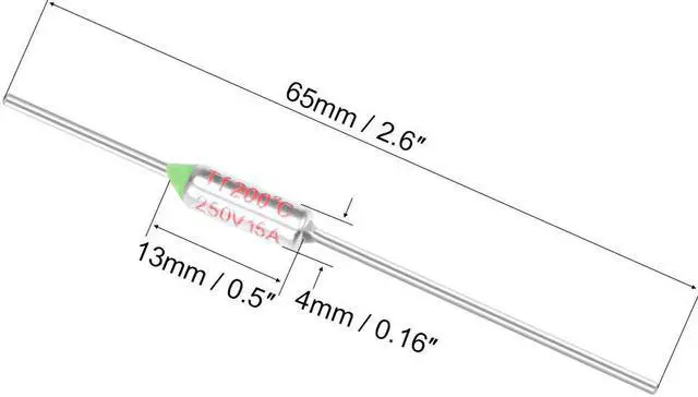 Alt view image 2 of 3 - Thermal Fuse 250V 15A TF 200 Celsius Degree Temperature Electrical Circuit Cutoff 5pcs