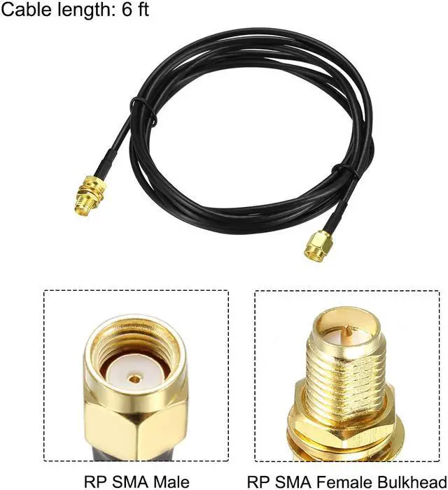 Alt view image 2 of 4 - Antenna Extension Cable RP-SMA Male to RP-SMA Female Low Loss RG174 6 ft