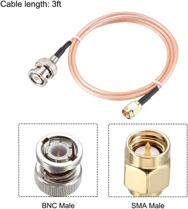 Alt view image 2 of 4 - RG316 Coaxial Cable with BNC Male to SMA Male Connectors 50 Ohm 3 ft 2pcs