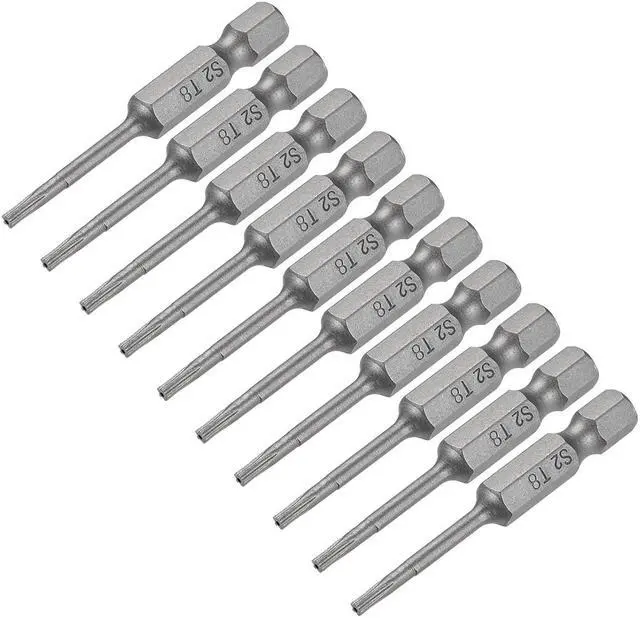 Main image of 50mm Long 1/4" Hex Shank TS8 Torx Security Star Screwdriver Bits S2 High Alloy Steel 10pcs
