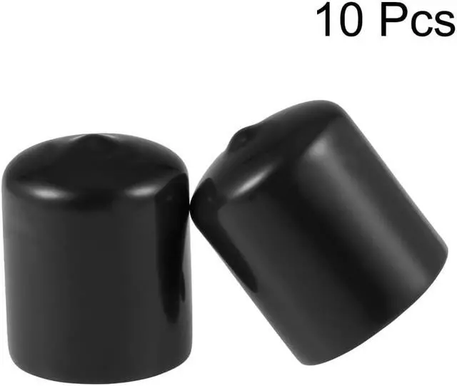 Alt view image 2 of 3 - Screw Thread Protector, 28mm ID Round End Cap Cover Flexible Black Tube Caps 10pcs