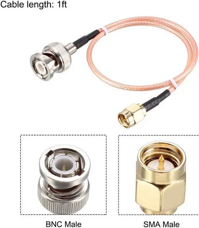 Alt view image 2 of 4 - RG316 Coaxial Cable with BNC Male to SMA Male Connectors 50 Ohm 1 ft