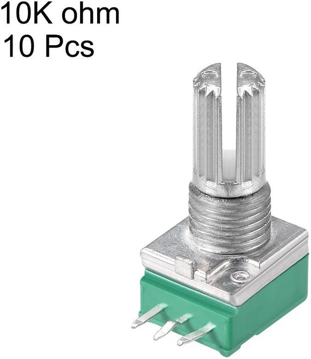 Alt view image 2 of 3 - Potentiometer B10K Ohm Variable Resistors Single Turn Rotary Carbon Film Taper RV097NS 10pcs