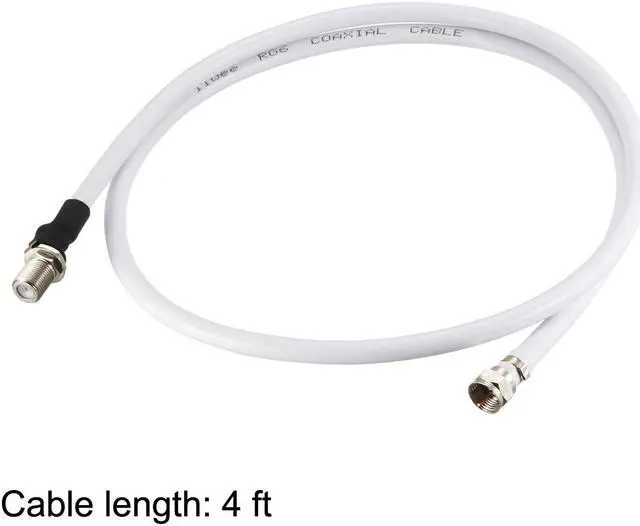 Alt view image 4 of 4 - RG6 Coax Cable F Type Male to F Type Female Coaxial Cable 4 Feet