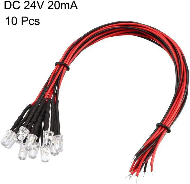 Alt view image 2 of 4 - Prewired LED Light , DC 24V 20mA - 5mm Blue Pre-Wired Round Top Bulb Lamp for DIY Boat Parties ( 10PCS )