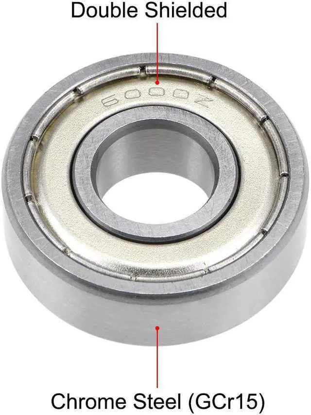 Alt view image 2 of 3 - 6000ZZ Deep Groove Ball Bearing 10x26x8mm Double Shielded ABEC-3 Bearings 5-Pack
