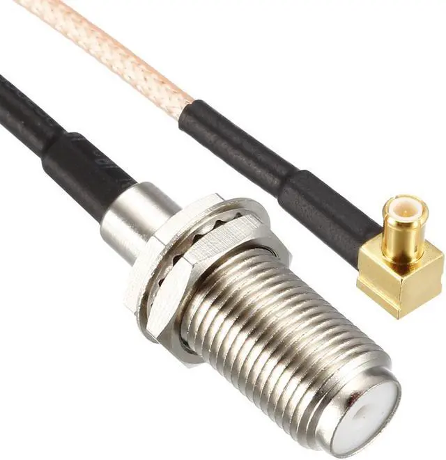 Alt view image 3 of 4 - RG316 Coax Cable MCX Male Right Angle to F Female RF Coaxial Cable 0.5-feet