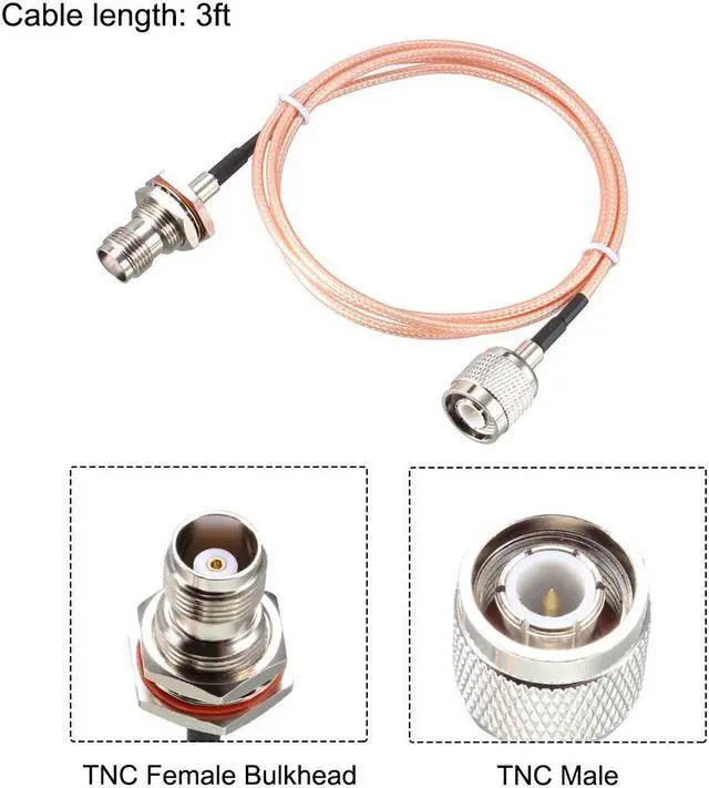 Alt view image 2 of 4 - RG316 RF Coaxial Cable TNC Male to TNC Female Bulkhead Pigtail Jumper Cable 3 ft