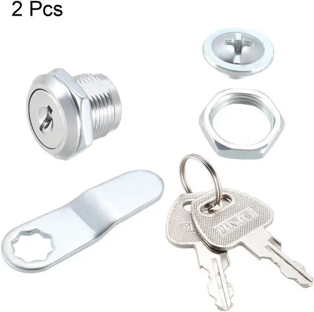 Alt view image 3 of 6 - Cam Lock 20mm Cylinder Long Cabinet Locks Fits for 1/2-inch Max Thickness Panel Keyed Different 2Pcs