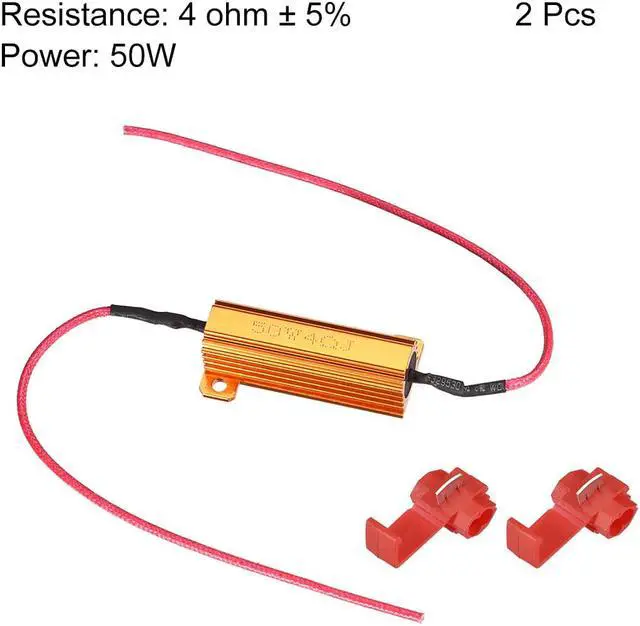 Alt view image 3 of 4 - 2pcs 50W 4 ohm Load Resistor Fix LED Bulb Fast Hyper Flash, Blink Error Code, Warning Cancellor for LED Turn Signal Lights or LED License Plate Light