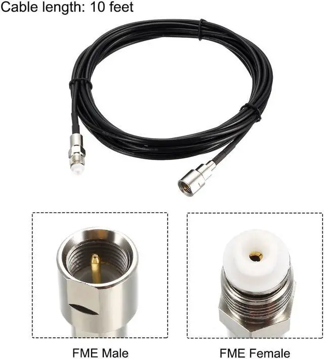 Alt view image 2 of 4 - FME Male to FME Female Antenna Extension Cable RG174 RF Coaxial Cable 10 ft