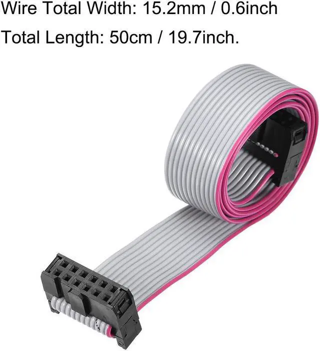Alt view image 4 of 5 - IDC Wire Flat Ribbon Cable FC/FC Connector A-type 12Pins 2.54mm Pitch 50cm Length Gray