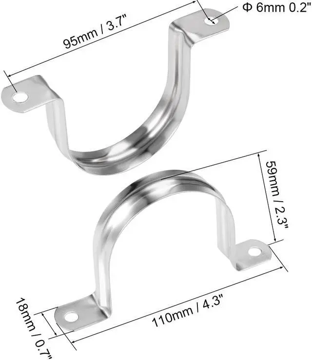 Alt view image 2 of 4 - U Shaped Conduit Clamp Saddle Strap Tube Pipe Clip Stainless Steel M60 5Pcs