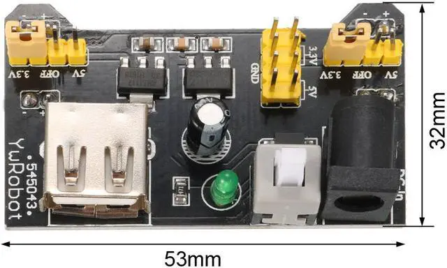 Alt view image 2 of 3 - MB102 Breadboard Power Supply Board Module 3.3V/5V Dual Voltage for Arduino