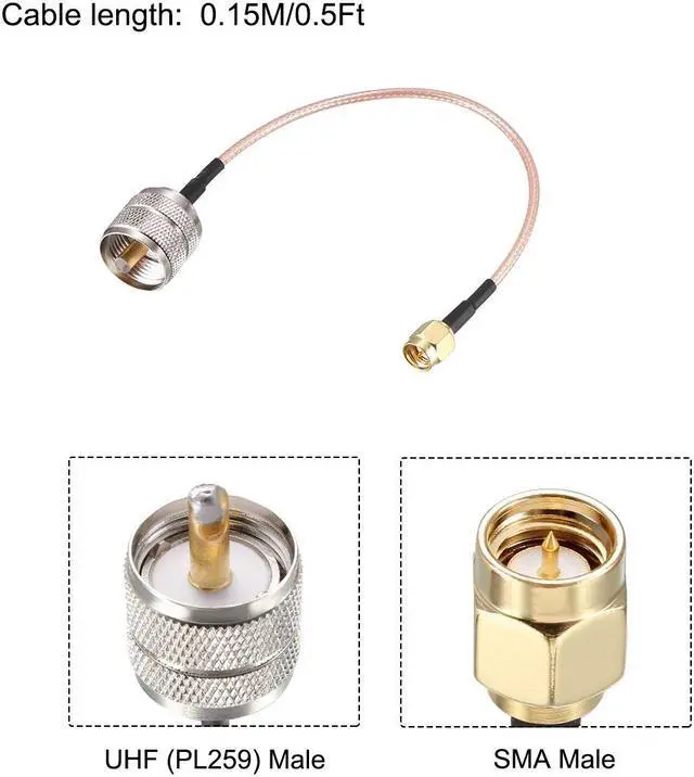 Alt view image 2 of 4 - SMA Male to UHF PL-259 Male RG316 RF Coaxial Coax Cable 0.15M/0.5Ft