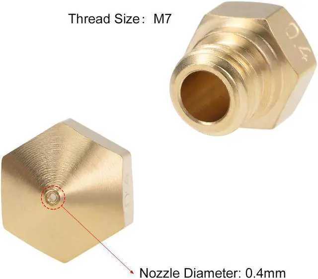 Alt view image 3 of 3 - 0.4mm 3D Printer Nozzle Head M7 Thread Replacement for MK10 1.75mm Extruder Print, Brass 4pcs