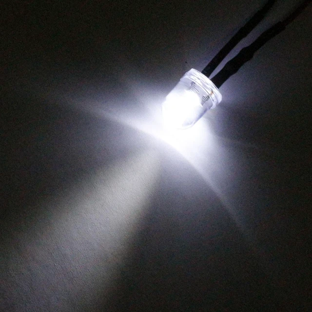 Alt view image 4 of 4 - Prewired LED Light DC 3-6V 20mA - 8mm White Pre Wired Round Top Bulb Lamp 5PCS