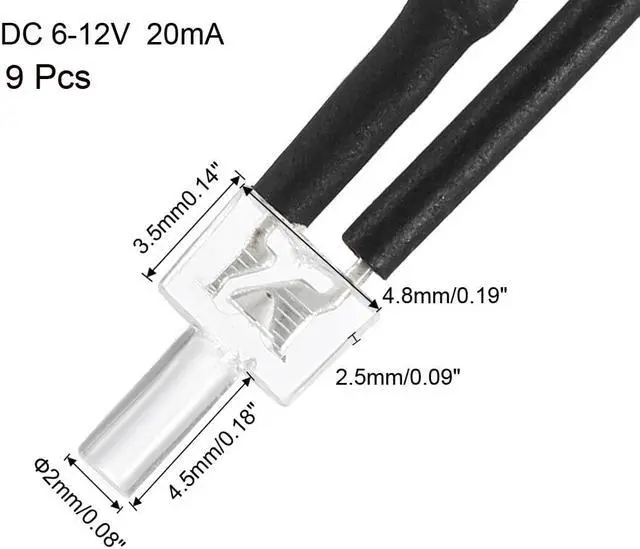 Alt view image 2 of 4 - 9pcs Pre-Wired 2mm Emerald Green LED Light DC 6-12V Prewired Diffused Emitting Diodes