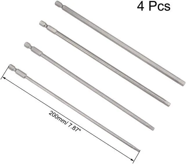 Alt view image 2 of 3 - Hex Bits Set 4pcs 1/4 Inch Hex Shank H3 H4 H5 H6 Magnetic Hexagon Screwdriver Bit Set 200mm Length S2 Screw Driver Kit Tools