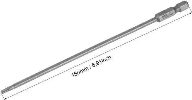 Alt view image 2 of 4 - Torx Screwdriver Bits 1/4-Inch Hex Shank 150mm Length T10 Magnetic Security Star Screw Driver S2 Bit