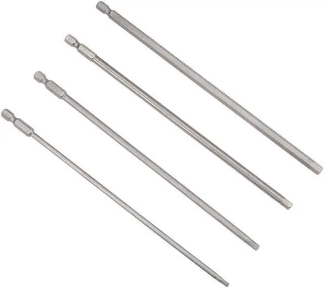 Main image of Hex Bits Set 4pcs 1/4 Inch Hex Shank H3 H4 H5 H6 Magnetic Hexagon Screwdriver Bit Set 200mm Length S2 Screw Driver Kit Tools