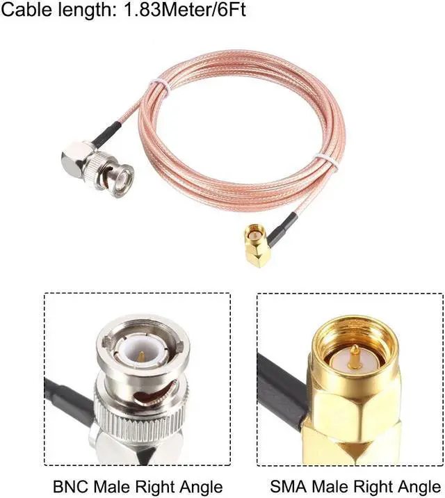Alt view image 2 of 4 - BNC Male Right Angle to SMA Male Right Angle RG316 Coaxial Cable 1.83Meter/6Ft