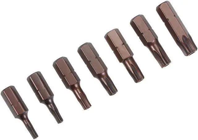 Main image of Torx Bits Set 7pcs 1/4 Inch Hex Shank Magnetic T10-T40 Hole Screwdriver Bit Set 25mm Length S2 Screw Driver Kit Tools