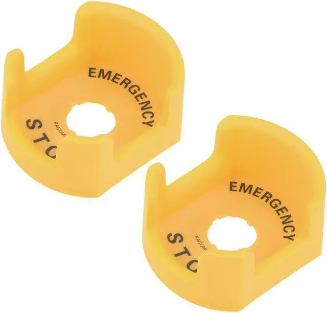 Main image of 22mm Push Switch Button Protective Cover With Emergency Stop Warning Circle Yellow 2pcs