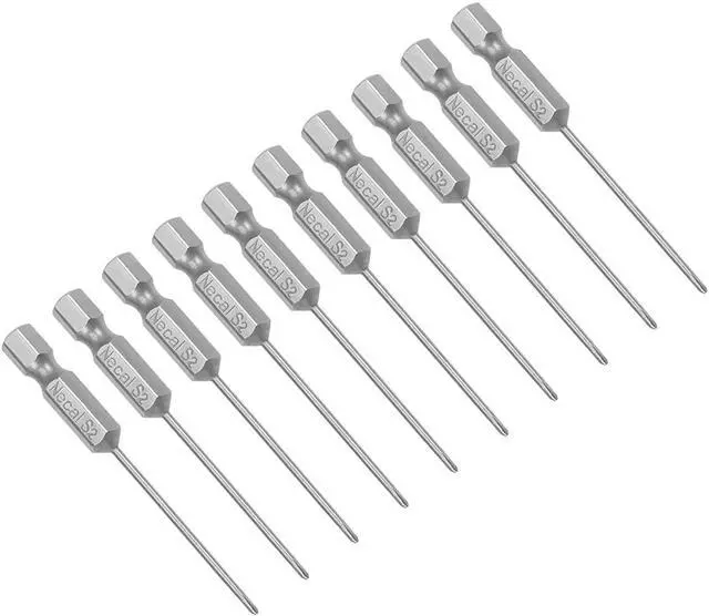 Main image of Phillips Bits 1/4-Inch Hex Shank 65mm Length Cross 1.6PH00 Magnetic Screw Driver S2 Screwdriver Bit 10Pcs