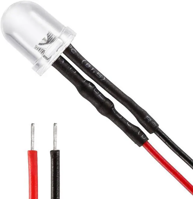 Main image of Prewired LED Light DC 3-6V 20mA - 8mm White Pre Wired Round Top Bulb Lamp 18PCS