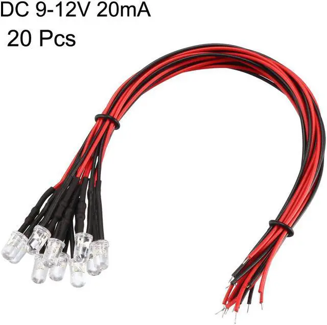 Alt view image 2 of 4 - Prewired LED Light 5mm White Pre Wired Round Top Bulb Lamp DC 9-12V 20mA - 20PCS