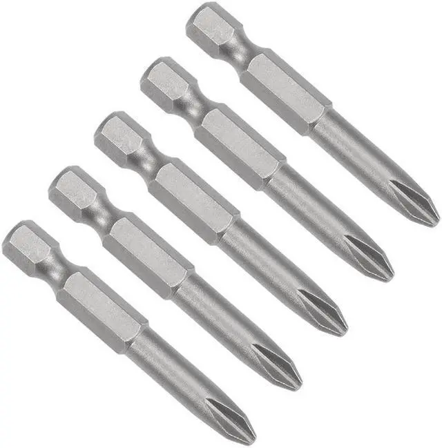 Main image of Phillips Bits 5pcs 1/4 Inch Hex Shank Magnetic Cross 6PH2 Screwdriver Bit Set 50mm Length S2 Screw Driver Kit Tools