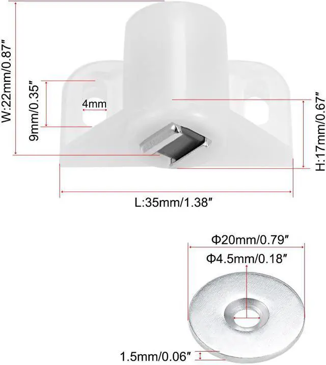 Alt view image 2 of 3 - Magnetic Catches Catch, Cabinet & Door Magnet Latch Catch Cabinet Hardware Fittings for Cupboards, Drawers, Closet 4pcs